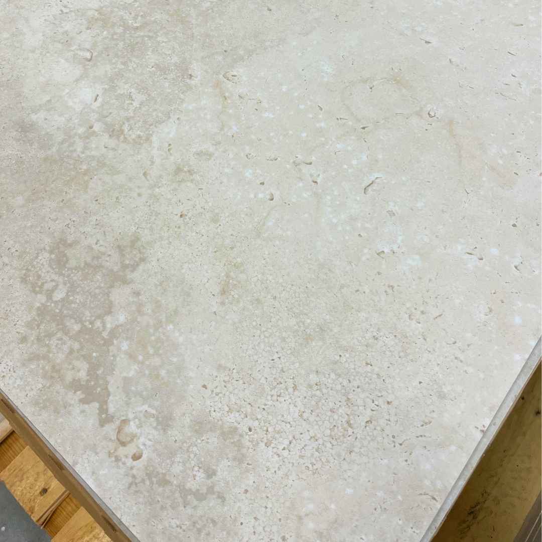 Fliese Steinoptik 100x100 cm "Hayden Bone" hellbeige Feinsteinzeug rektifiziert
