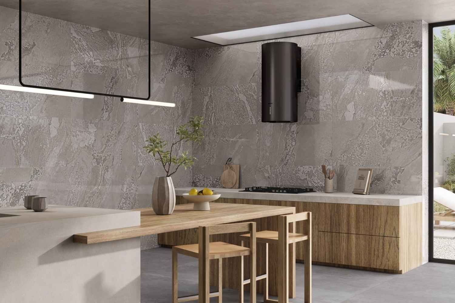 Fliese Metalloptik grau glänzend 60x120cm "Planet Grey" Feinsteinzeug rektifiziert