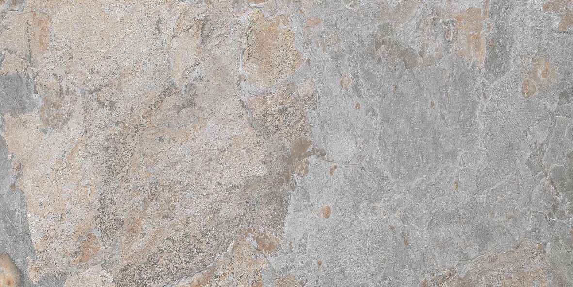 Fliese Natursteinoptik grau-silber matt 60 x 120 cm "Nebula Silver" Feinsteinzeug mit fühlbarer 3D-Steinstruktur