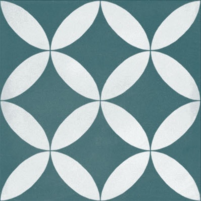 Fliese Patchwork Dekor Zementoptik petrol blau weiß 20x20 cm "Contrasti Tappeto 13" Ragno by Marazzi