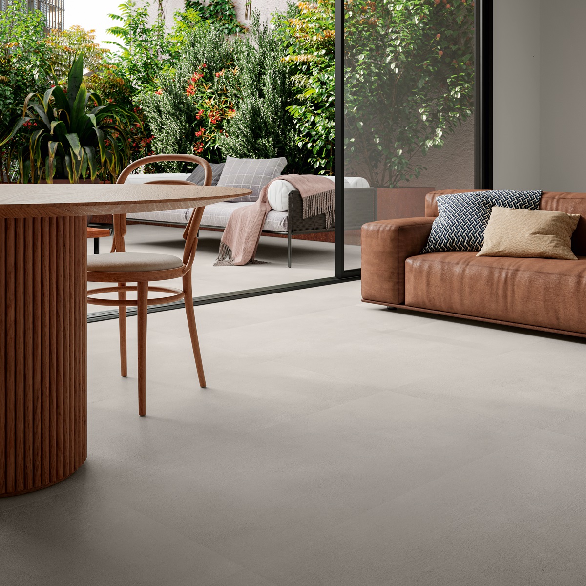 Fliese Betonoptik grau-weiß matt 60x120 cm "Sable Pearl" rektifiziert