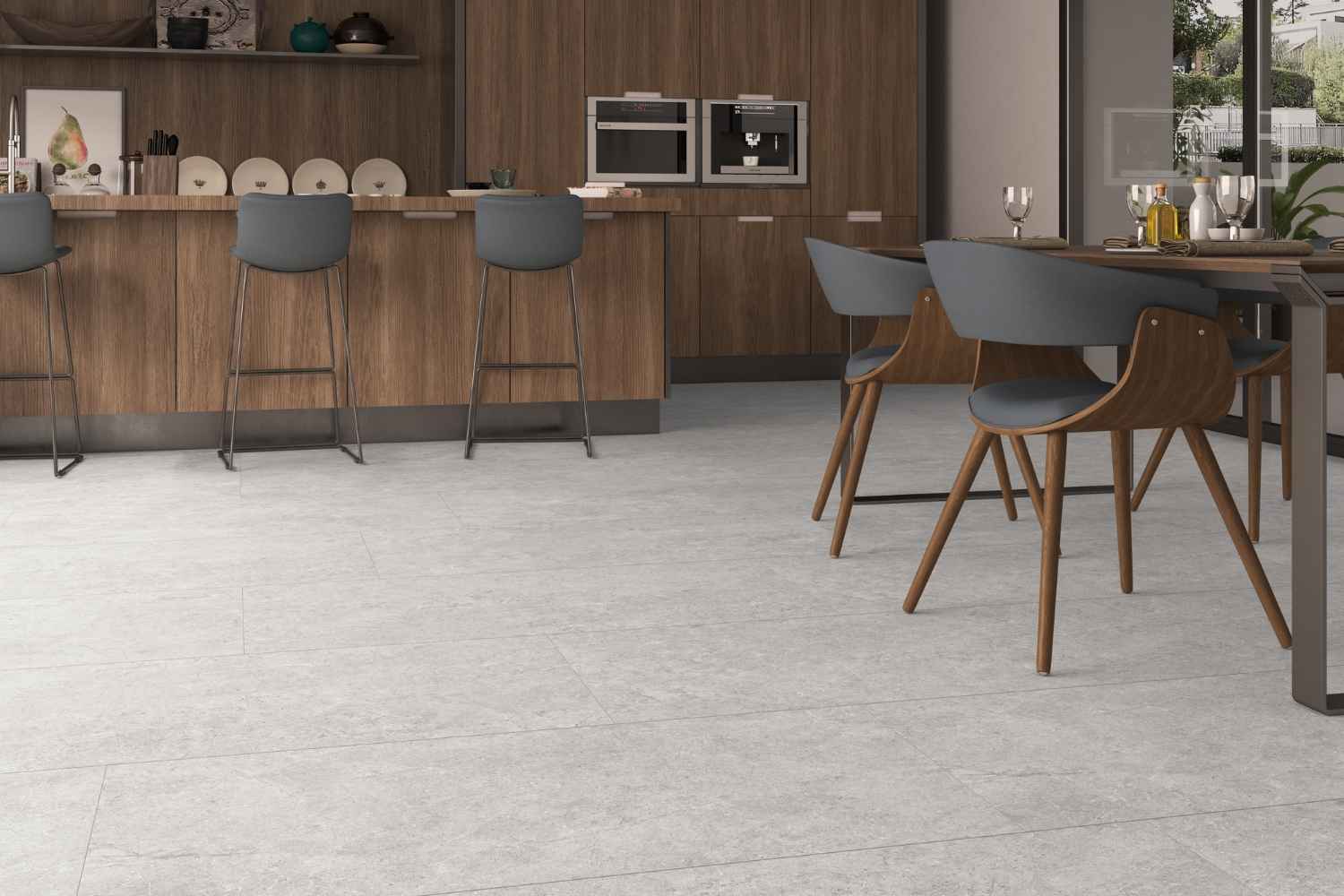 Fliese Steinoptik perl-grau poliert "Babilon Perla" Feinsteinzeug rektifiziert Fliese Steinoptik perl-grau poliert "Babilon Perla" Feinsteinzeug rektifiziert