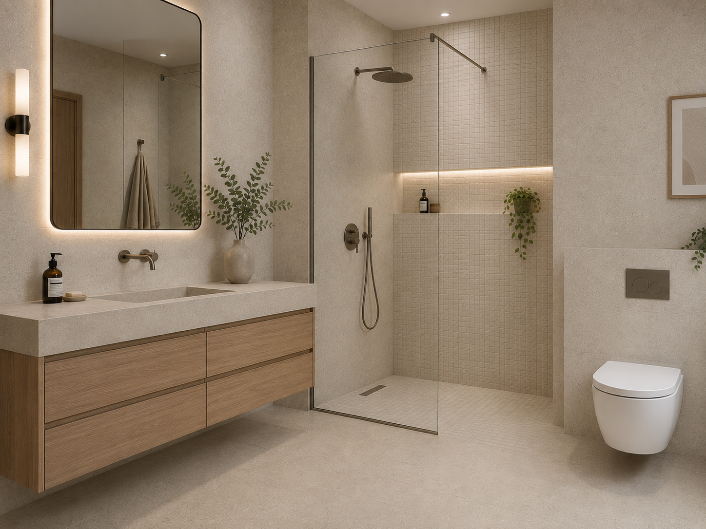 Restposten Mosaik Steinoptik grau-beige matt 30x30 cm "Limestone greige" Feinsteinzeug rektifiziert