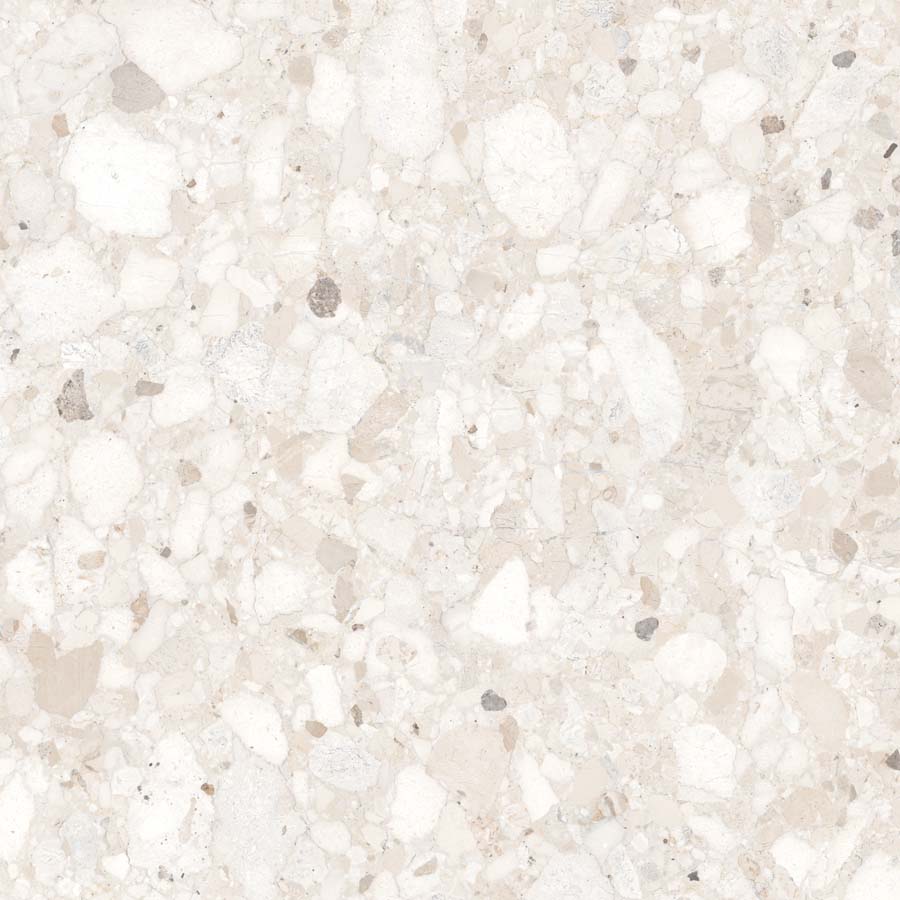 Fliese Terrazzo-Steinoptik creme matt 120x120 cm "Veni Ivory" rektifiziert 