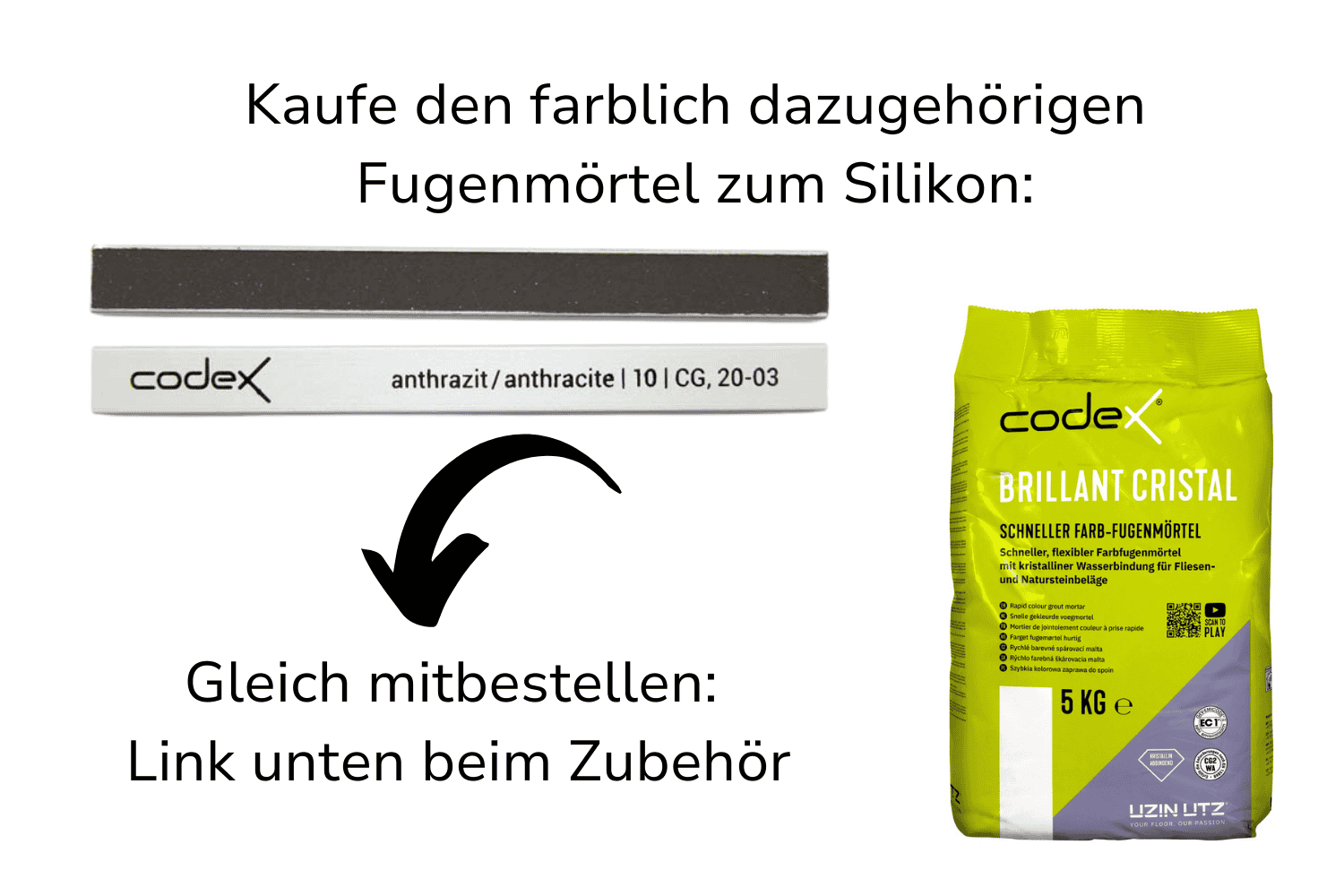 Silikon für Fugen "Codex SG 10" anthrazit | Silikonfugen für Fliesen in Bad & Küche 0,31 L