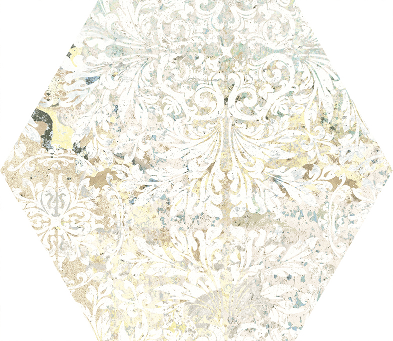 Hexagon-Fliese Vintage Teppichoptik 25x29 cm "Carpet Sand natural" Sechseck beige