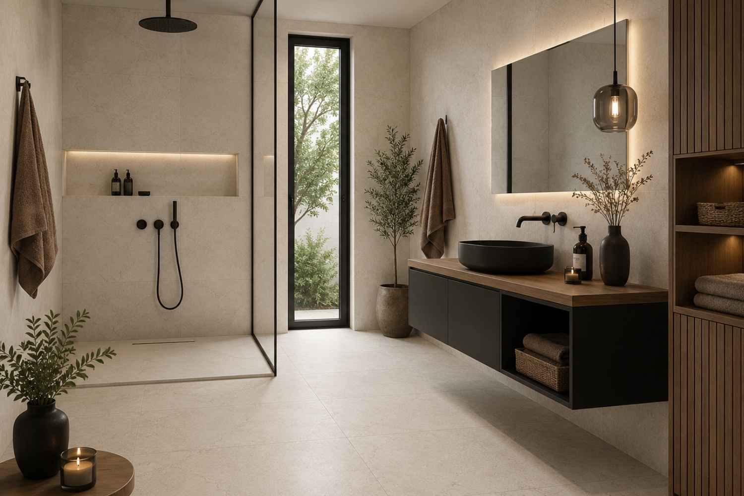 Bruma White 60x120 cm als Wand- und Bodenfliese im Badett