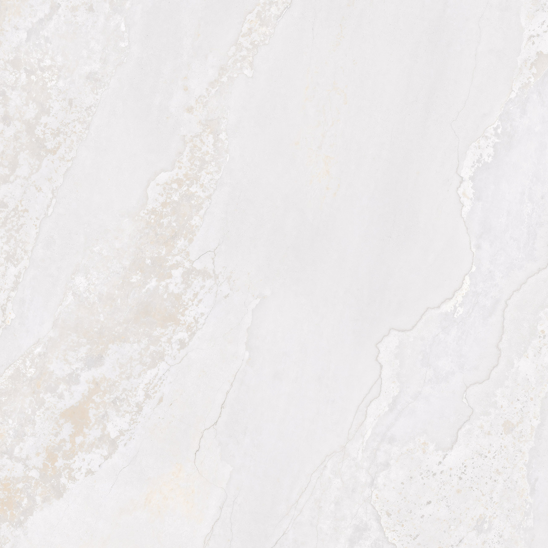 Fliese Metalloptik weiß glänzend 90 x 90cm  "Planet White" Feinsteinzeug rektifiziert