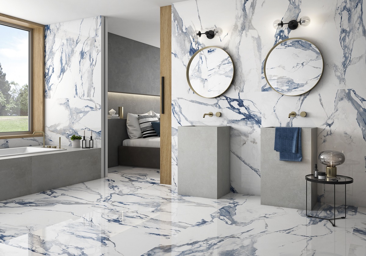 Fliese-blau-marmoriert-Paonazzetto-Marmor-Optik-poliert-kalibriert-Crash-Blue-1 Fliese blau marmoriert Paonazzetto-Marmor-Optik poliert kalibriert Crash Blue