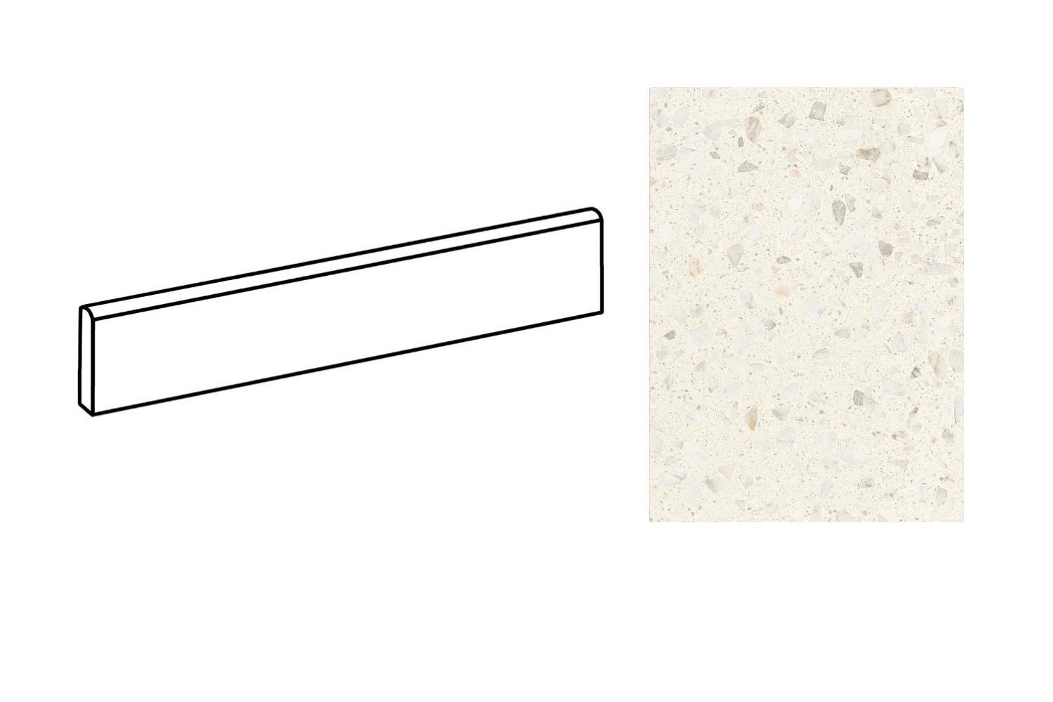 Fliesensockel Terrazzo Steinoptik Creme 7,3x60 cm seidenmatt Sant Agostino "Glow Ivory" Feinsteinzeug rektifiziert