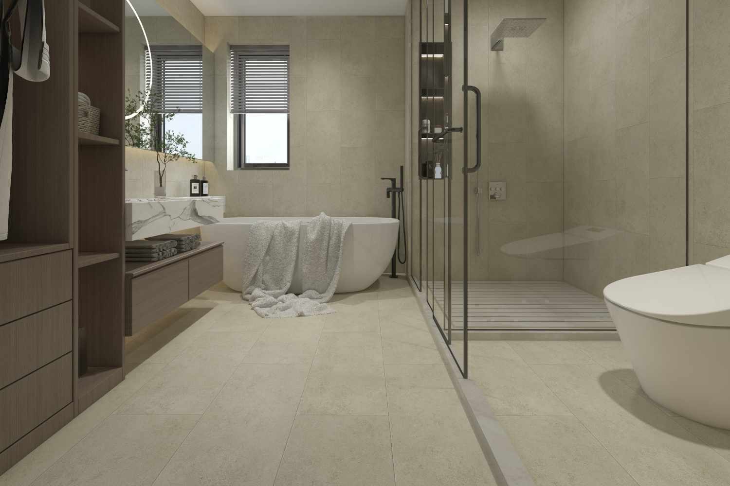 SPC Klick-Vinyl Steinoptik Greige 46x92x0,6 cm matt "Stone Grunge" mit Trittschalldämmung
