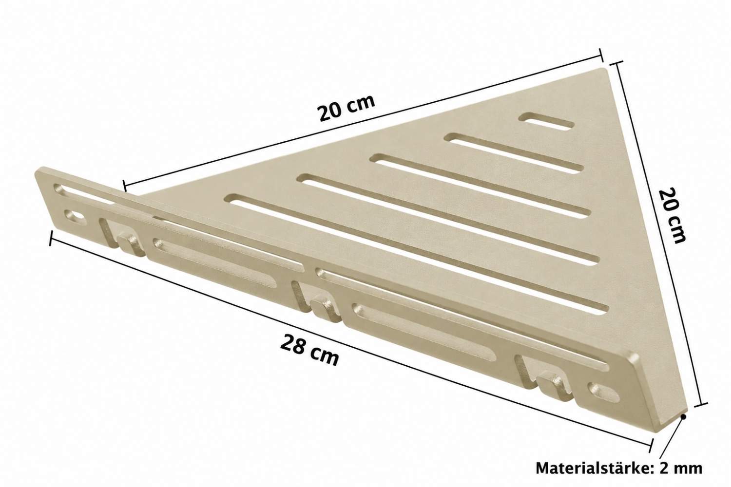 Dural Duschablage TSAC80 LM1+ mit Haken beige, nachträglich einbaubar 28x20 cm - Stärke 2 mm
