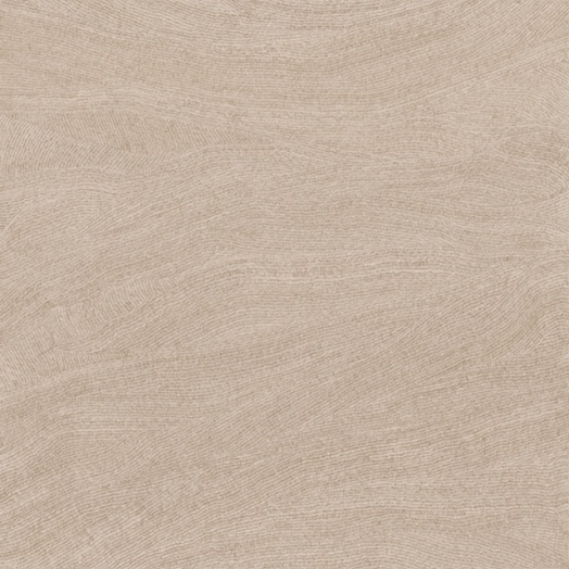 Freisteller der Fliese Refin Ink Cozy im Format 80x80 cm mit warmer Beige-Taupe-Farbgebung und feiner, geschwungener Designstruktur
