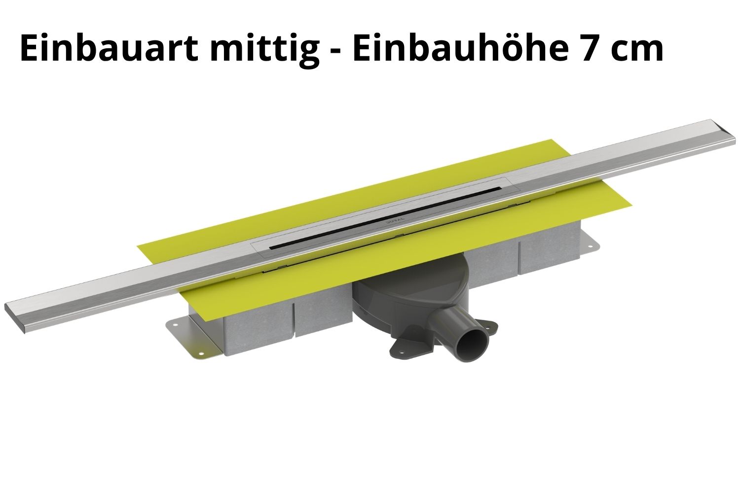 Kürzbare Duschrinne Edelstahl gebürstet natur „V-Shower Flex“ Komplettset Einbauhöhe 7cm | Länge 80cm