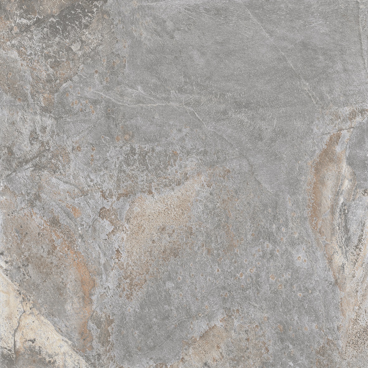 Fliese Natursteinoptik grau-silber matt 120 x 120cm "Nebula Silver" Feinsteinzeug mit fühlbarer 3D-Steinstruktur