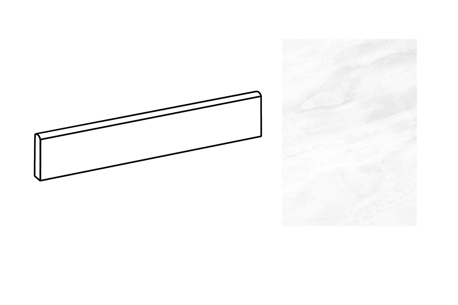 Fliesensockel edle Steinoptik 9x60 cm weiß matt "Lavica Blanco" Natursteinoptik