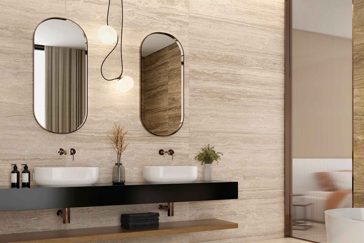 Travertin-Steinoptik beige 60x120cm matt "Marvet Classic" Feinsteinzeug rektifiziert