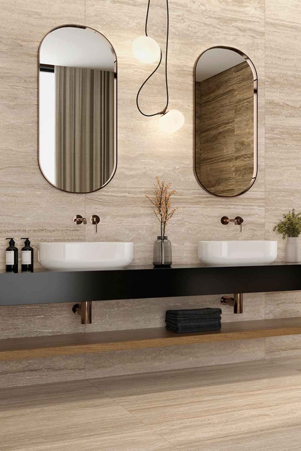 Travertin-Steinoptik beige 60x120cm matt "Marvet Classic" Feinsteinzeug rektifiziert