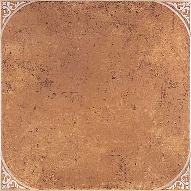 Fliese in Cotto-Optik mit dekorativen Eckdetails 45x45cm "Aranjuez" Feinsteinzeug rektifiziert