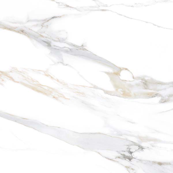 Fliese Marmoroptik weiß gold 60x60 cm marmoriert "Aurora Gold" matt rektifiziert 