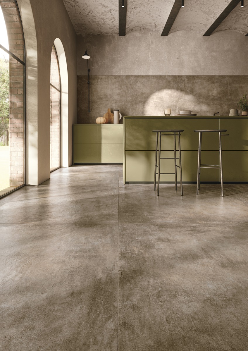 Fliese Betonoptik Zementoptik braun kalibriert Affrescati Terra