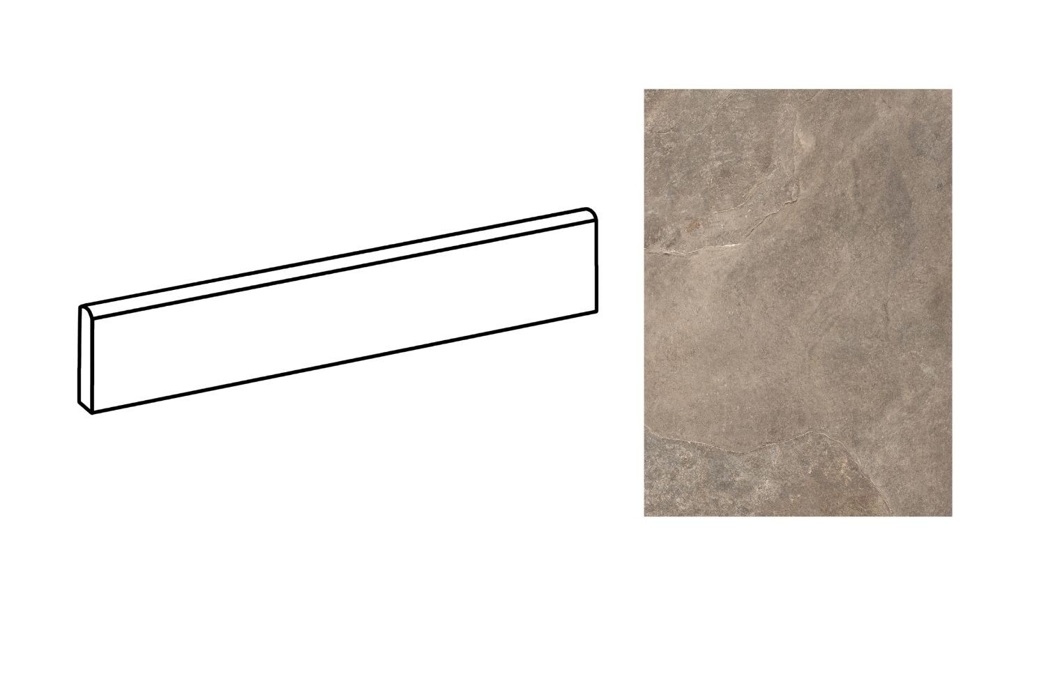 Fliesensockel edle Steinoptik 7,5x60 cm grau-braun "Ardesie Taupe"