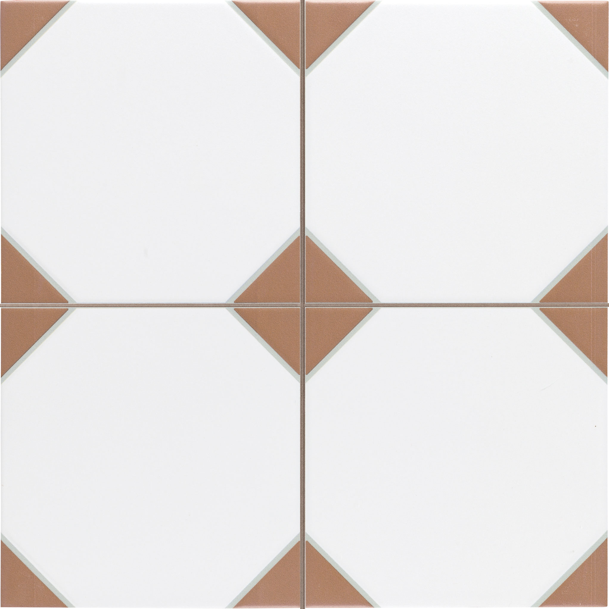 Patchwork-Fliese weiß-braun 33,3x33,3 cm "Canterbury Terra" Feinsteinzeug rektifiziert
