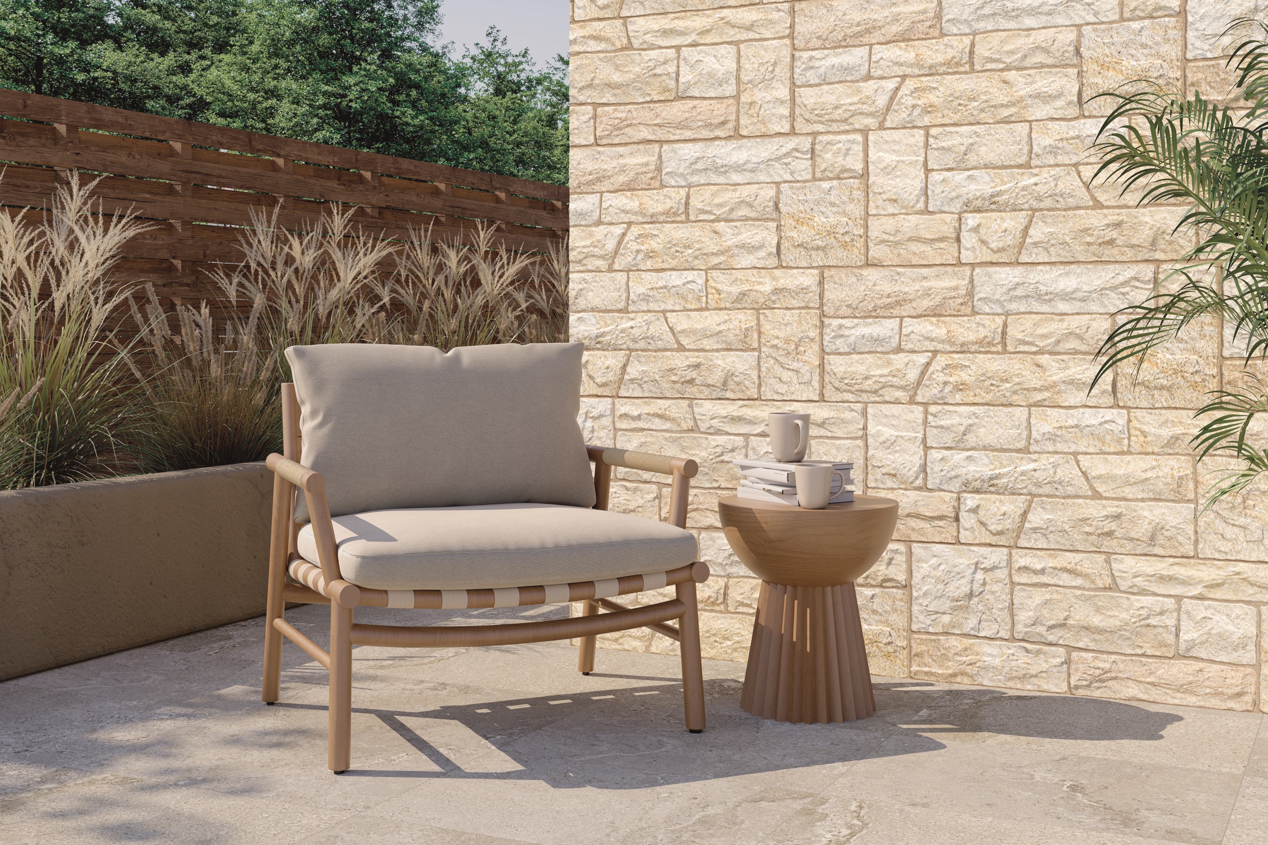 Wandverblender Fliese Natursteinoptik Amazonia Sand 32x89 cm Wandverblendung an Hauswand Außenwand Wandverblender Fliese Natursteinoptik Amazonia Sand 32x89 cm Wandverblendung an Hauswand Außenwand