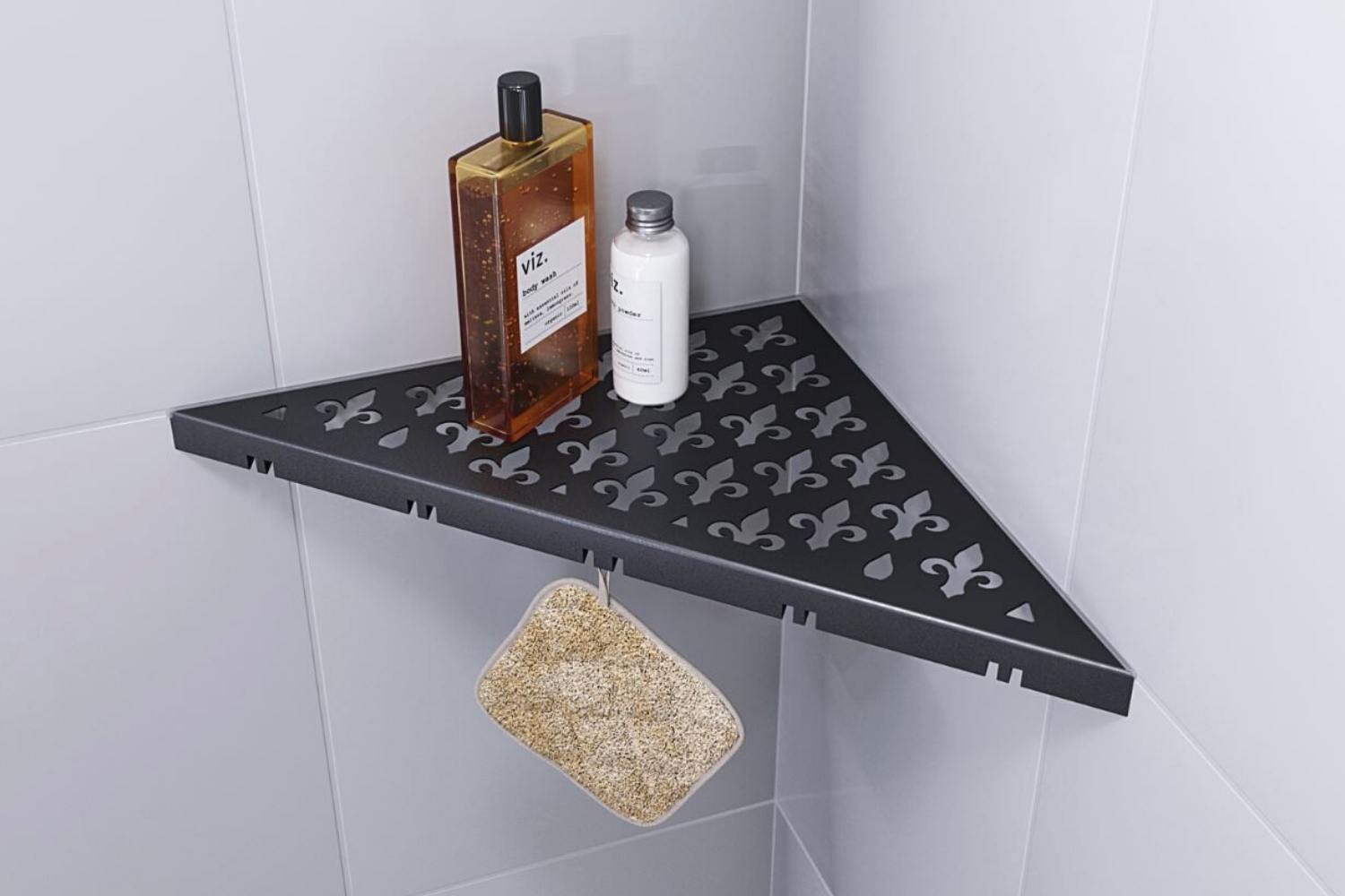 Eckregal für Dusche Vintage schwarz Ablage ohne Bohren