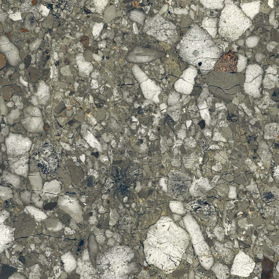 Fliese Terrazzo-Steinoptik grün matt 90x90 cm "Veni Emerald" rektifiziert