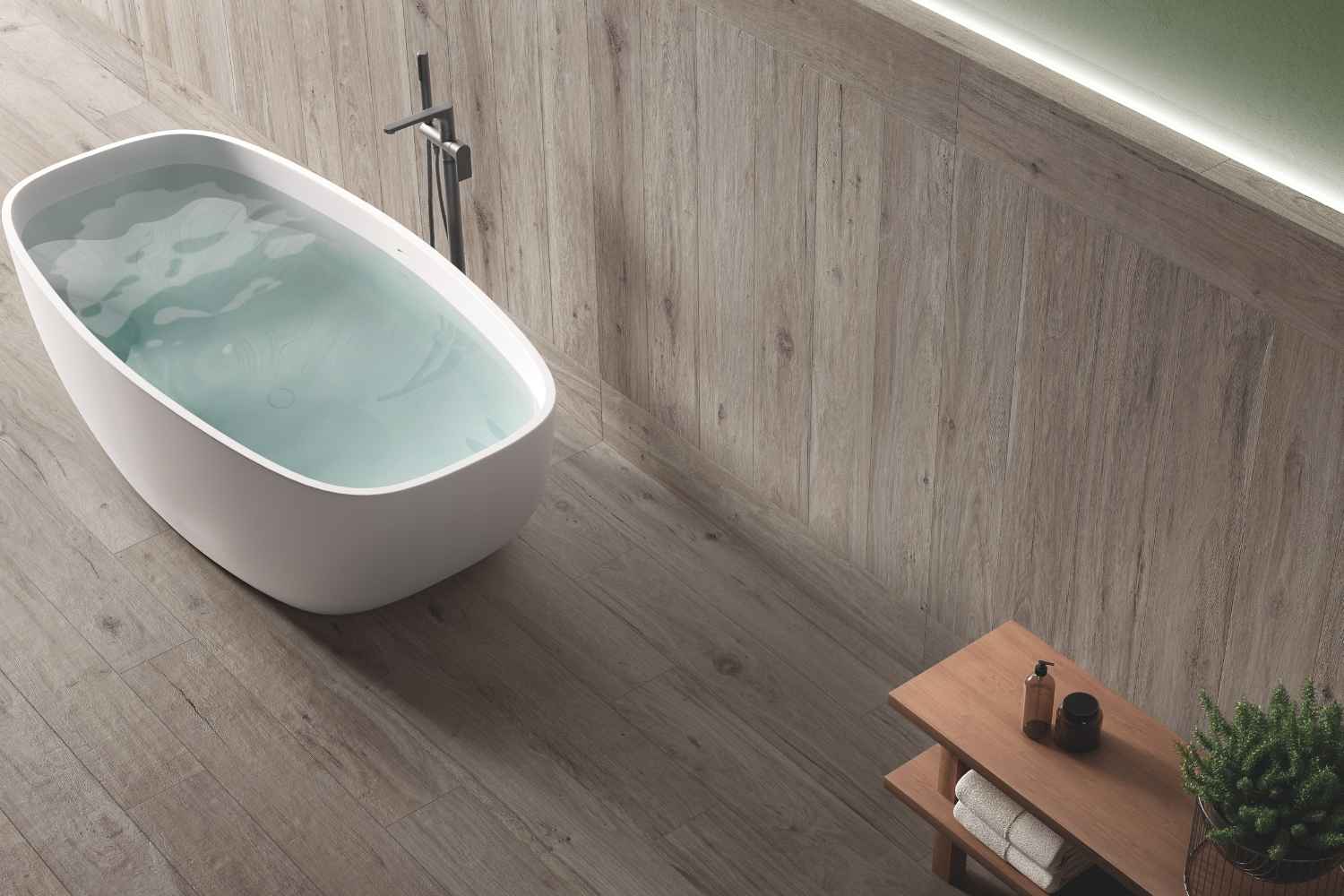 Fliese Holzoptik helle Eiche 20x120 cm "Briccole Tortora" rektifiziert