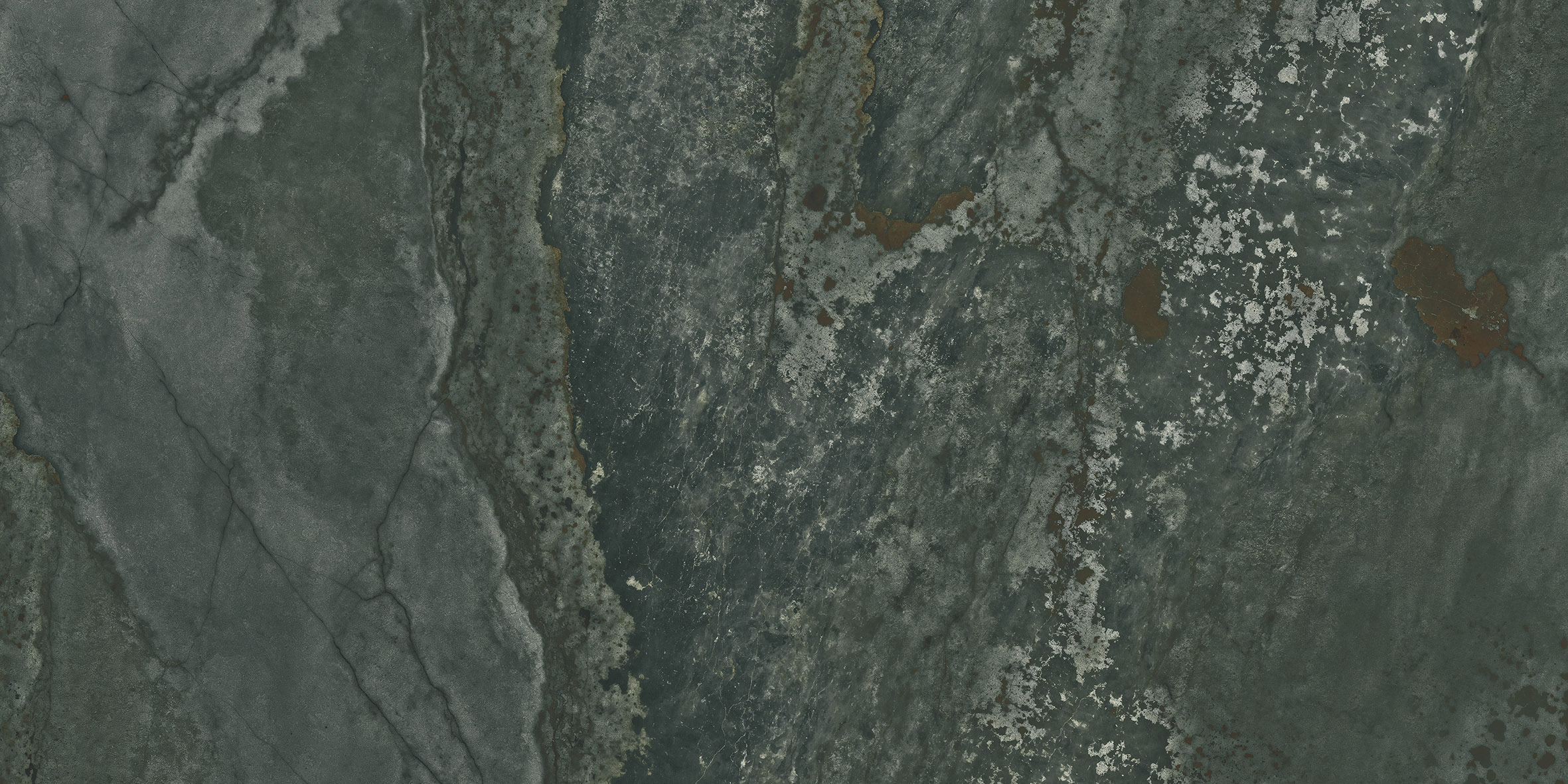 Fliese Metalloptik grün glänzend 60x120cm "Planet Green" Feinsteinzeug rektifiziert