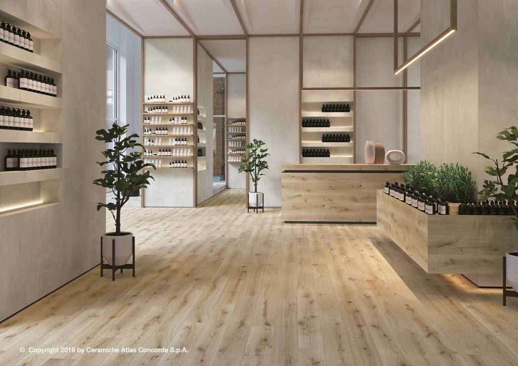 Fliese Holzoptik Eiche hellbraun Exence Vanilla Atlas Concorde