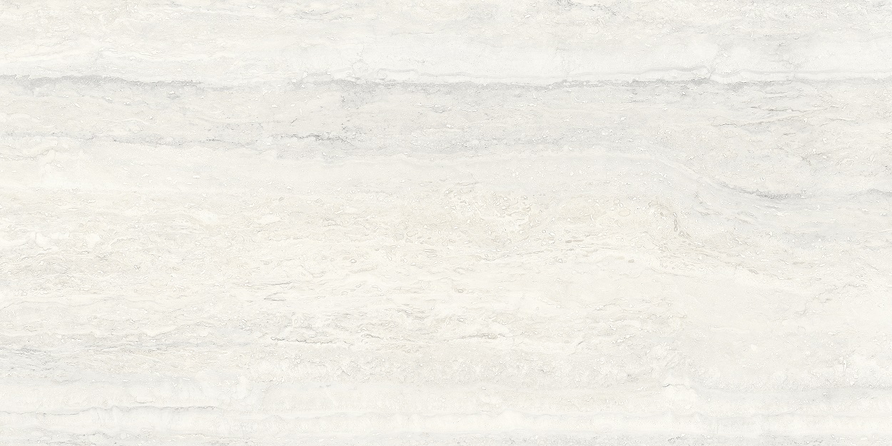 Fliese raffinierte Travertin-Steinoptik creme-weiß matt 60x120 cm "Invictus White" rektifiziert