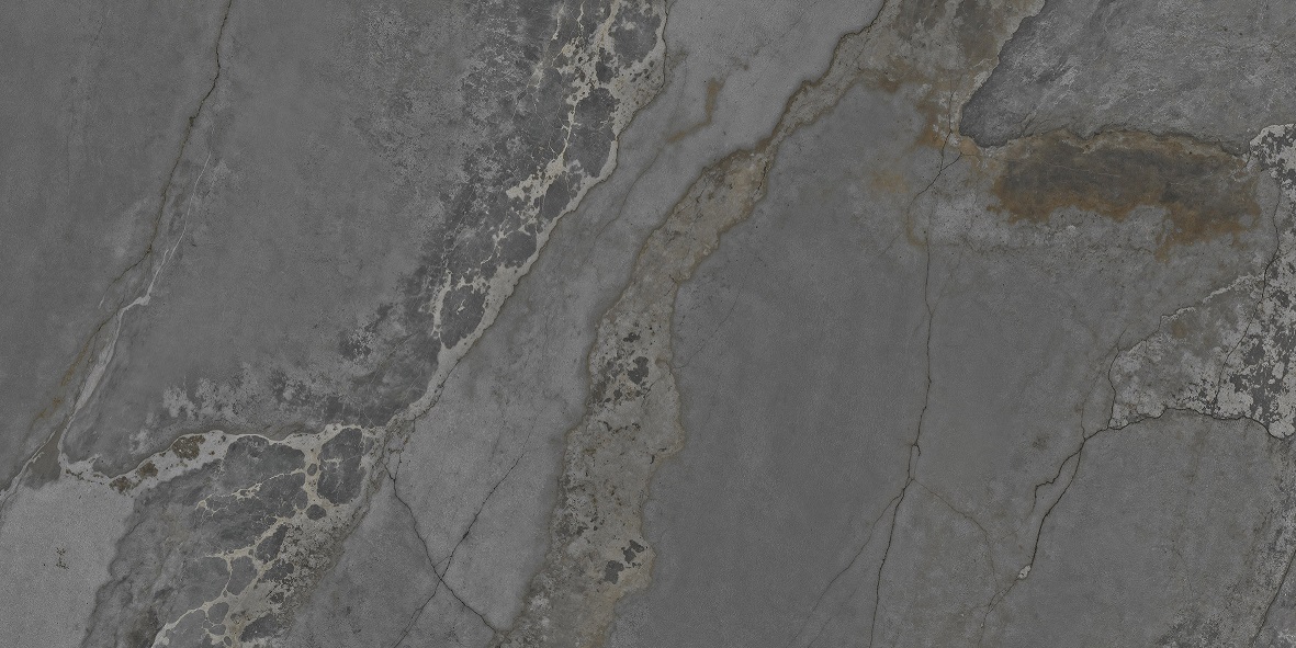 Fliese Metalloptik dunkelgrau glänzend 60x120cm "Planet Dark" Feinsteinzeug rektifiziert
