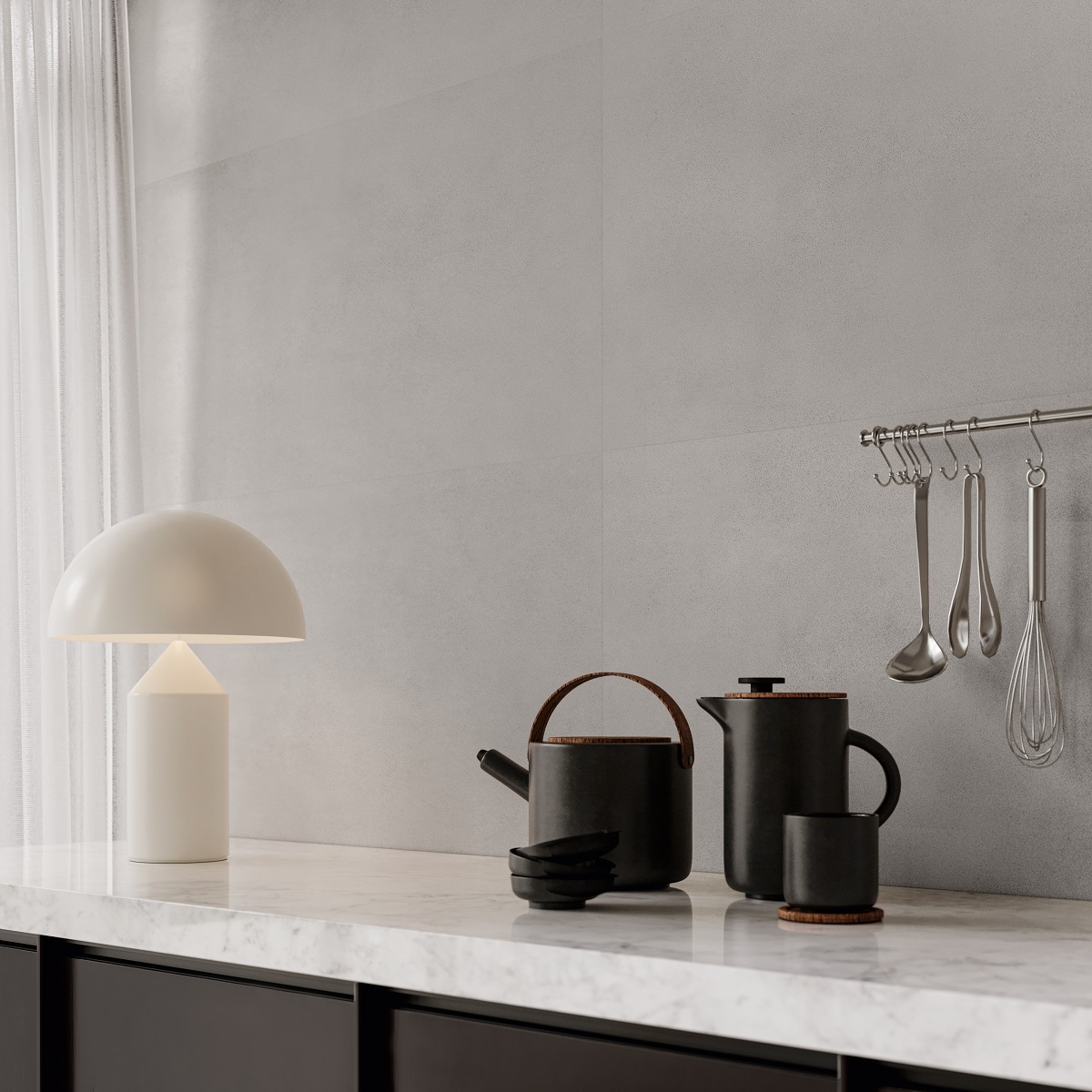 Fliese Betonoptik grau-weiß matt 60x120 cm "Sable Pearl" rektifiziert