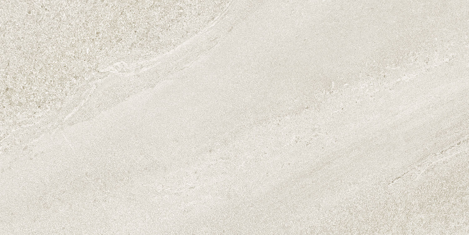 Fliese Sandstein-Optik weiß 30 x 60 cm "Eddystone Blanco" Feinsteinzeug rektifiziert