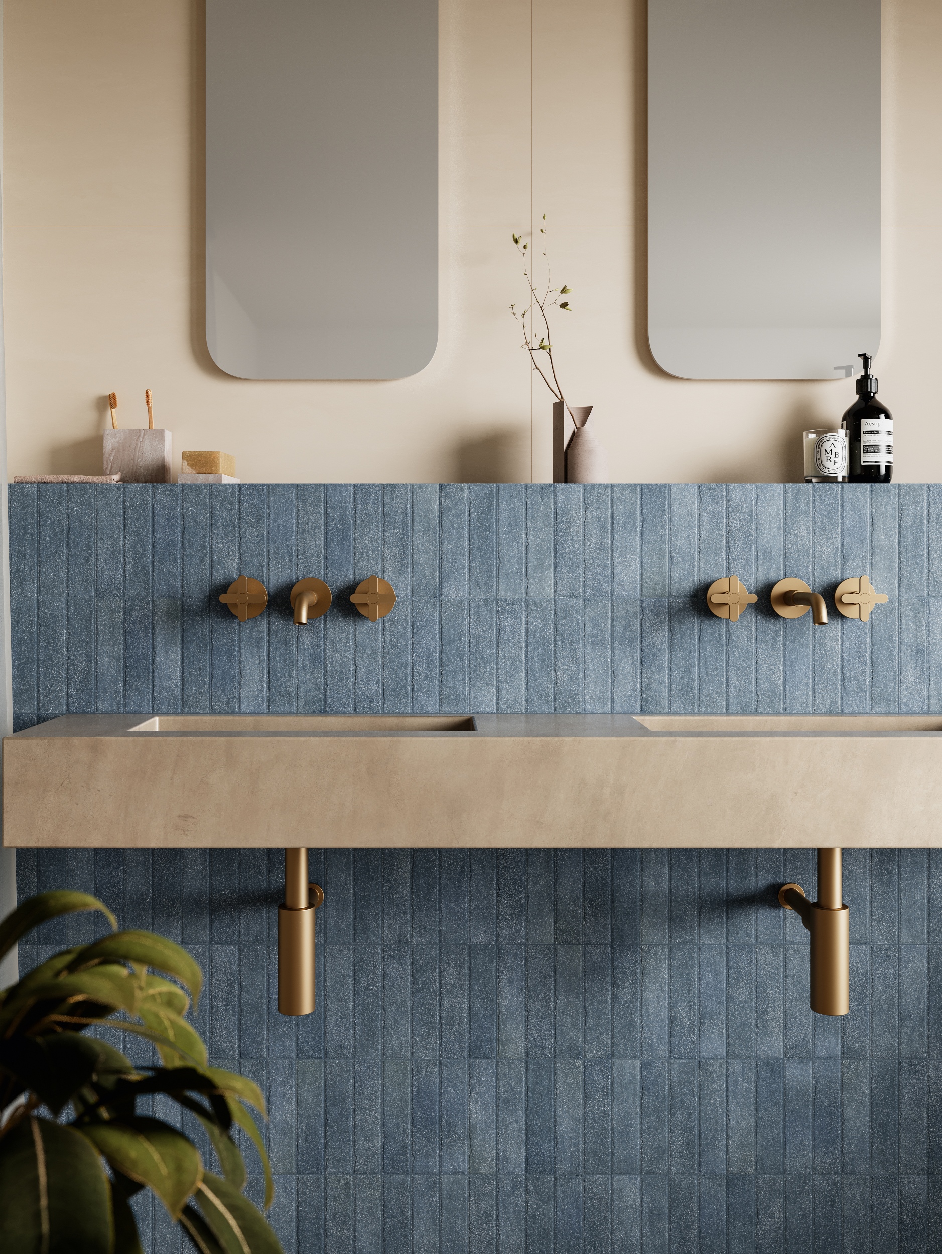 Fliese glasiert unregelmäßige Oberfläche "Tetris Blue" blau matt 5x20 cm Fliese glasiert unregelmäßige Oberfläche "Tetris Blue" blau matt 5x20 cm