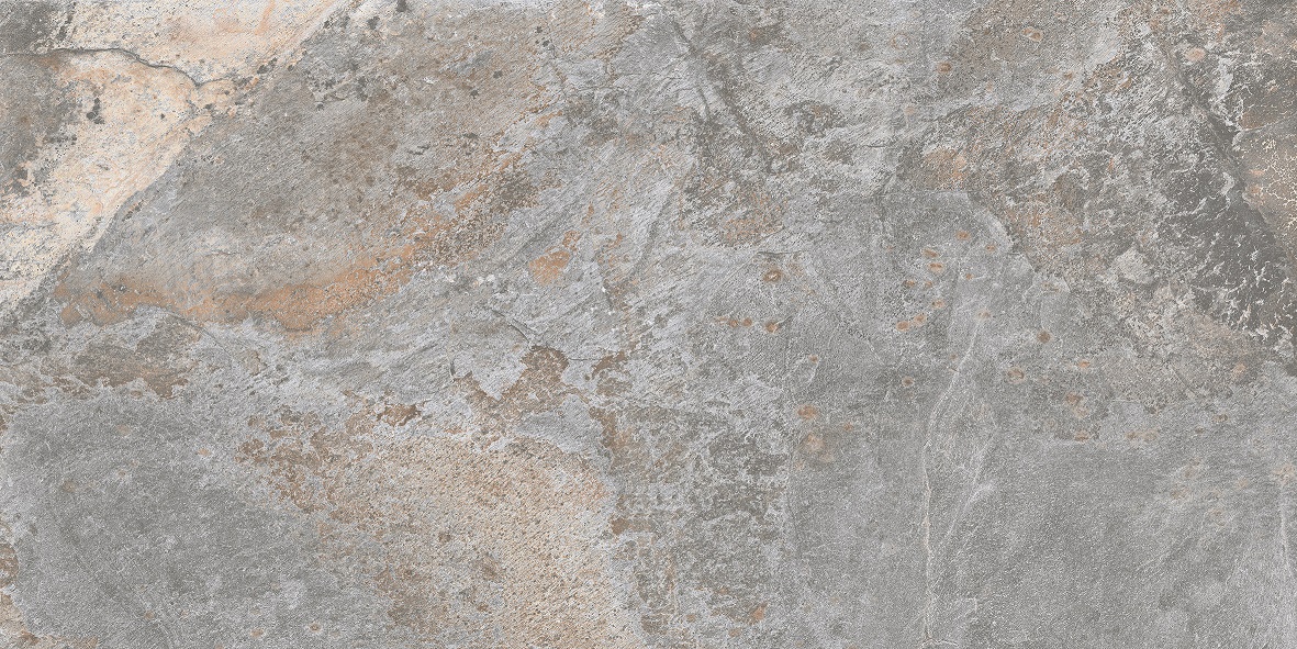 Fliese Natursteinoptik grau-silber matt 60 x 120 cm "Nebula Silver" Feinsteinzeug mit fühlbarer 3D-Steinstruktur