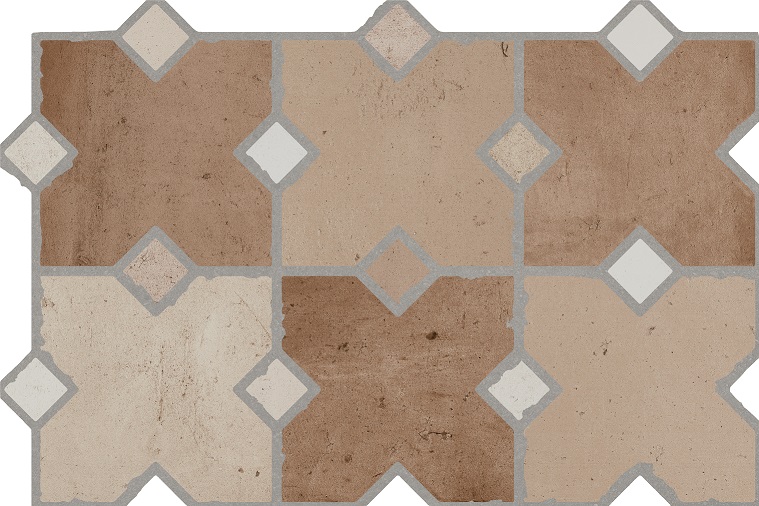 Fliese in Patchwork Steinoptik braun 40x60 cm „Kurios Cotto“ Feinsteinzeug