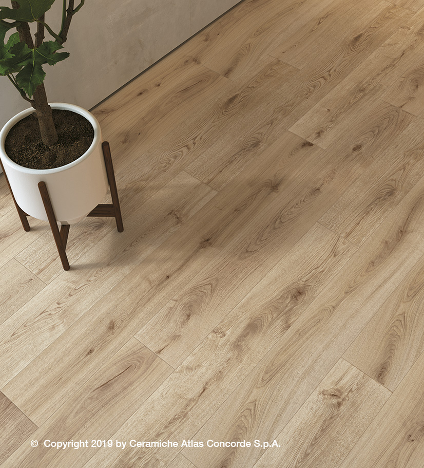 Fliese Holzoptik Eiche hellbraun Exence Vanilla Atlas Concorde