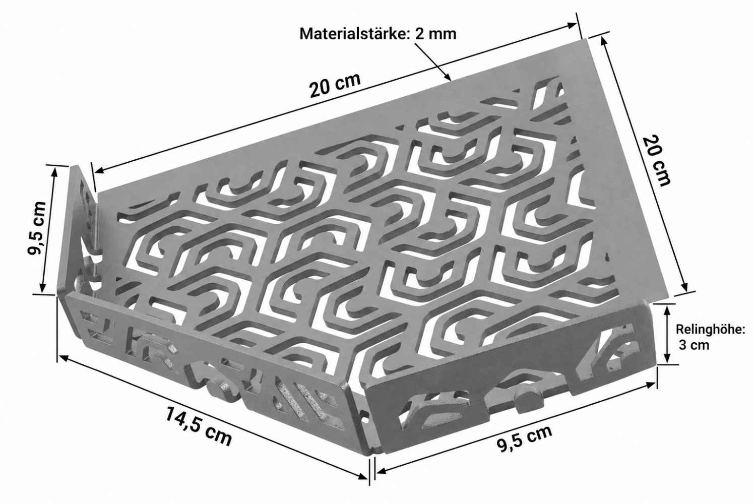 Dural Duschablage Diamant TSAC65 PM2+ mit Haken betongrau nachträglich einbaubar 20x14,5x9,5 cm - Stärke 2mm