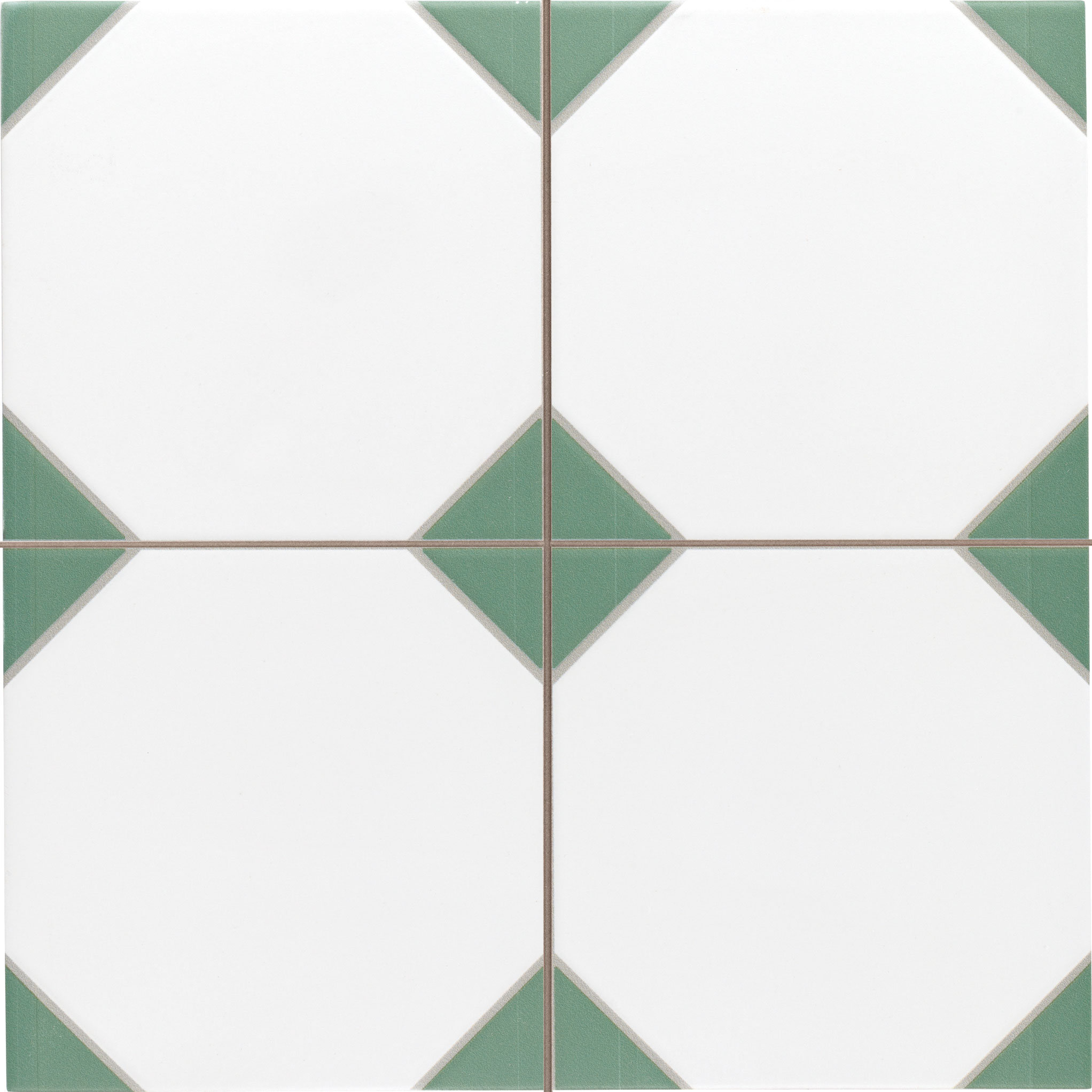 Patchwork-Fliese weiß-grün 33,3x33,3 cm "Canterbury Green" Feinsteinzeug rektifiziert