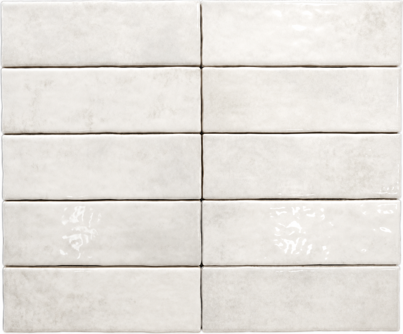 Fliese unregelmäßige Oberfläche 6,5x20 cm "Alfa Look Bianco" weiß glänzend