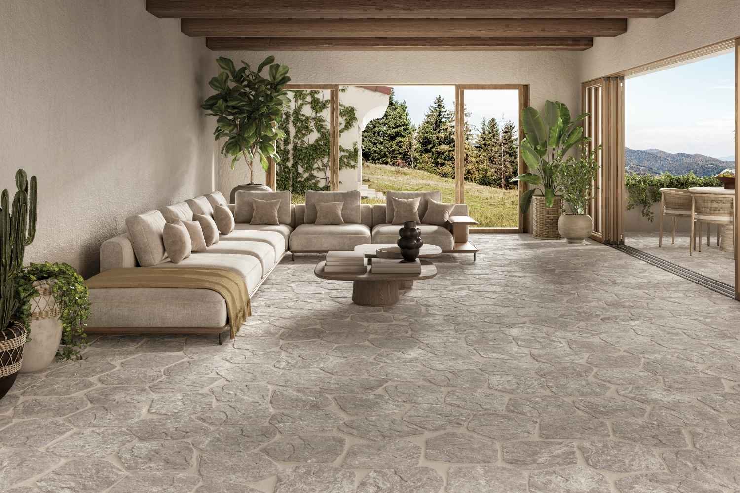Polygonalplatten Feinsteinzeug grau 28,5x33x1cm "Nazca Grey"