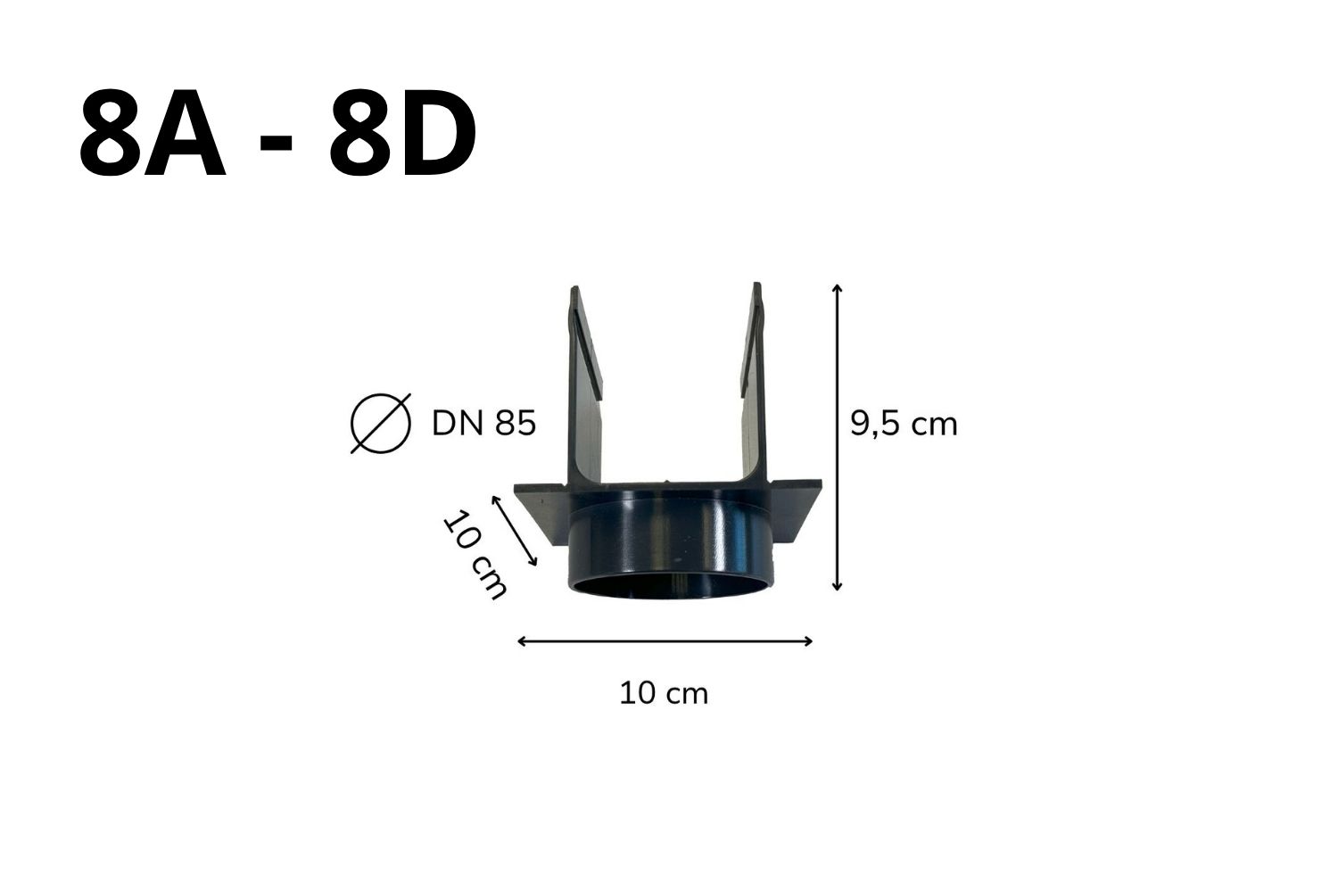 Ablaufkappe Vertikal für das Entwässerungssystems U-Drain pro schwarz, Ø85 L:10cm x B:10cm x H:9,5cm