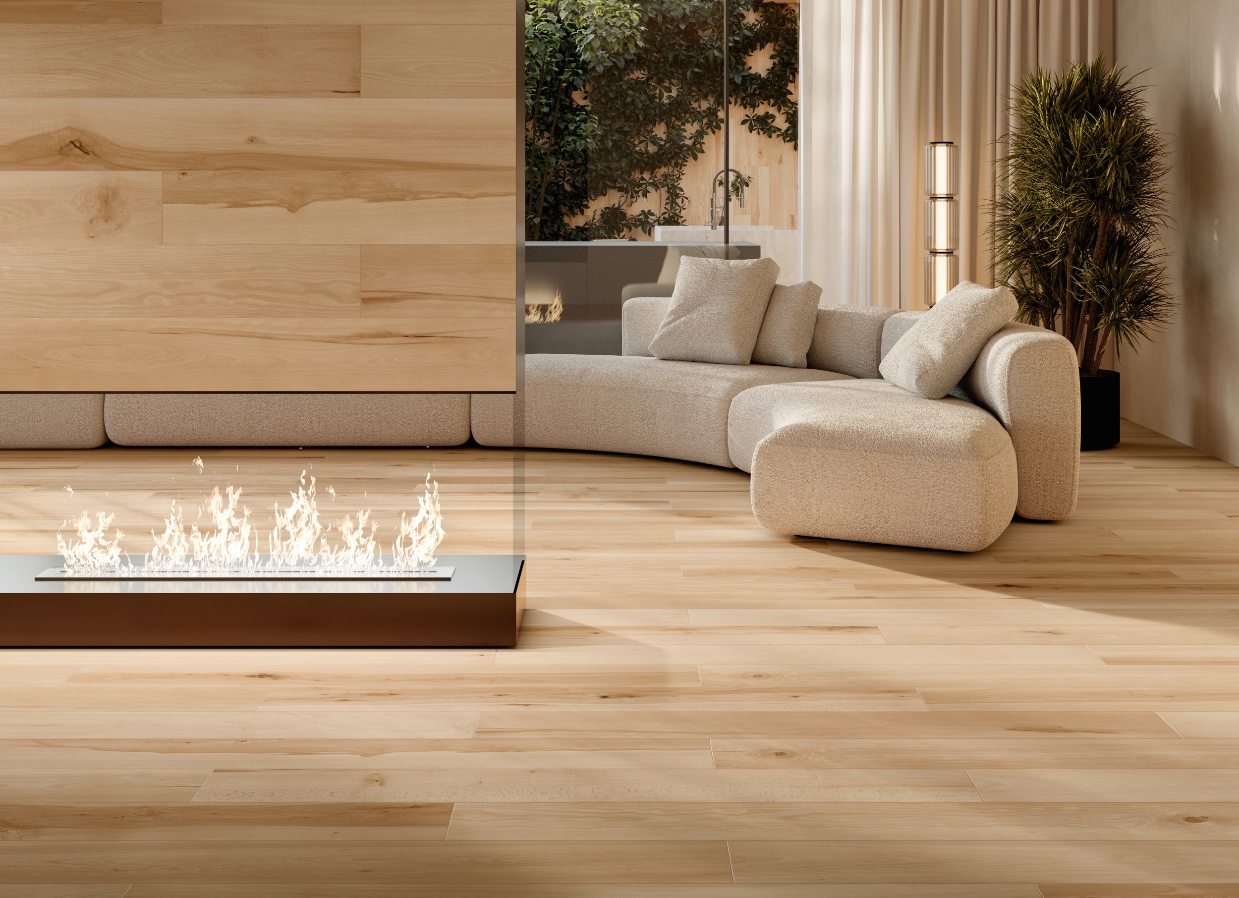 Bodenfliesen Buche-Holzoptik hell 20x120 cm helle Buchenoptik hellbraun