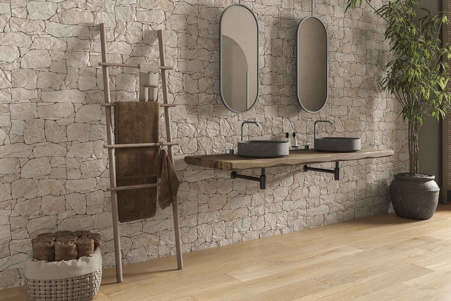 Verblender-Fliese Steinoptik beige 33,3x65cm "Gobi Beige" Steinoptik Wandverkleidung