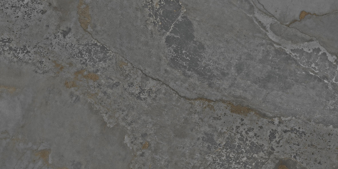 Fliese Metalloptik dunkelgrau glänzend 60x120cm "Planet Dark" Feinsteinzeug rektifiziert