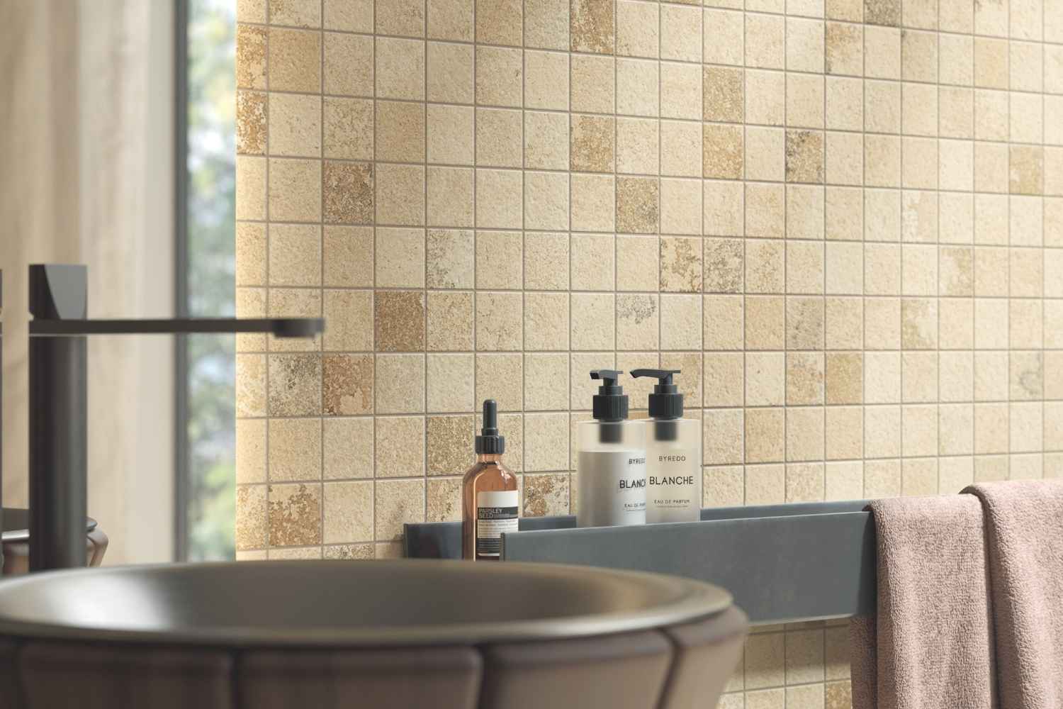 Mosaikfliesen Solnhofener Natursteinoptik beige 30x30 cm netzverklebt